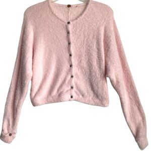 Free People fuzzy button up cardigan